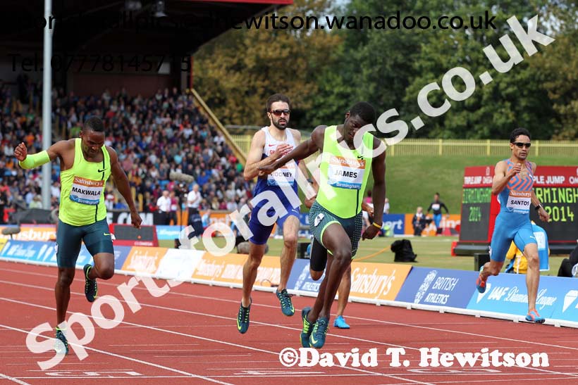 Kirani James wins the mens 400 metres at the Sainsbury's Birmingham Grand Prix. Photos: David T. Hewitson/Sports for All Pics